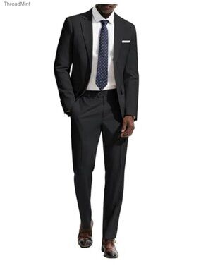 Men's 2 Piece Slim Fit Suit Set Blazer and Pants Business Casual